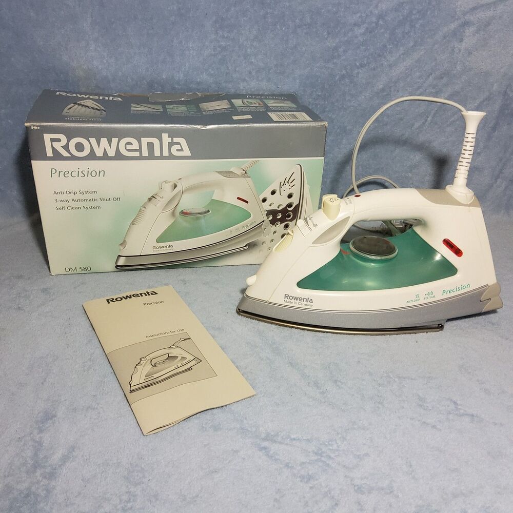 Rowenta Precision Steam Iron Made in Germany White Teal Anti-Drip Auto-Off